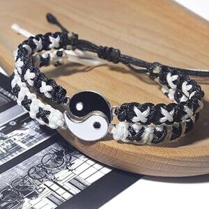 Matching Yin Yang Friendship Bracelets for 2 – Adjustable Cord BFF Bracelets